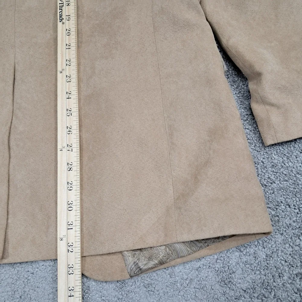 Chaps Mens 42L‎ Tan Faux Suede Two Button Blazer Sport Coat Paisley Lining 6601